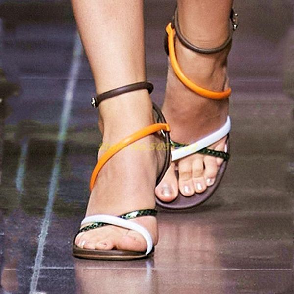 Zapatos de vestir Sandalias de tiras de estilo extraño Correa de tobillo Punta abierta F Tacón Redondo Roma Mujeres Verano Alto 2022 Est