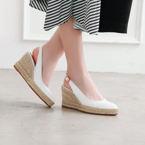 Dress Shoes Straw Heel Wedges Platform Women puntige teenschoen