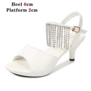 Zapatos de vestir Stripers Sandalias Mujer Tamaño 43 Tacones finos Flecos Diamantes Cadena Colores de verano Peep Toe Sexy Nightclub Party H240321J62AKVM8