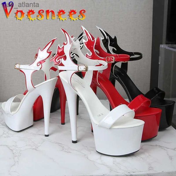 Chaussures habillées Stripper Talons Femmes Sandales Club Platfrom Modèle Femme Vogue Super High 2021 Flame Modeling Wing Sexy Pole Dance H240325