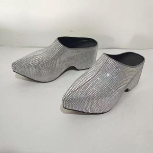 Zapatos de vestir Estilo Plataforma gruesa mediana para mujer Punta puntiaguda Bombas de retroceso de moda