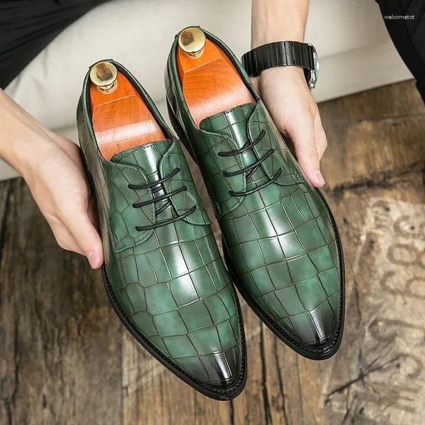 Chaussures habillées Derbies à carreaux pour hommes élégants et durables pour le bureau d'affaires - Lacets antidérapants