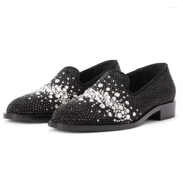 Zapatos de vestir con estilo brillante hombres Rhinestone moda cristal gamuza mocasines resbalón de lujo en fiesta y boda