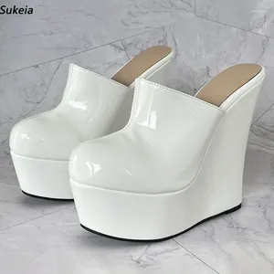 Chaussures de robe Sukeia faites à la main femmes plate-forme slingback pompes compensées talons hauts bout rond belle fête blanche dames nous plus taille 5-20