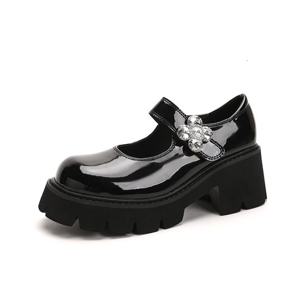 Chaussures de robe Sumaitong Lolita Japonaise Fille Plateforme Noir Talons Hauts Mode Bout Rond Mary Jane Femmes Brevet Faux Cuir Étudiant Cos 230823