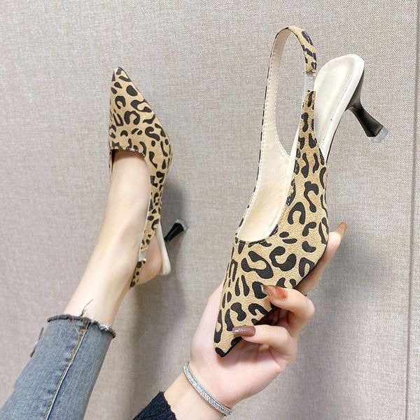 Robe chaussures été 2023 sandales sexy waterstone pour femmes léopard talons fins talons hauts femmes