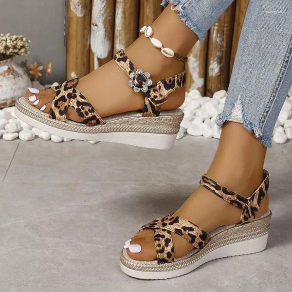 Chaussures habillées Casual Leopard Print Sandales à la mode légère à la mode