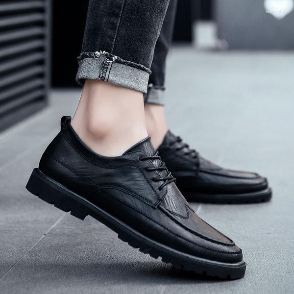 Zapatos de vestir Verano Hombres 2023 Primavera y otoño Estilo británico Negocios Casual Cuero Trabajo Protección laboral Tendencia