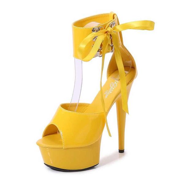 Zapatos de vestir Verano Nuevo con cordones Tacones finos Sandalias Plataforma Sexy Pole Dancing Zapato de tacón súper alto Peep Toe Mujer Boda Tamaño grande 43 H240321DN21JY4V