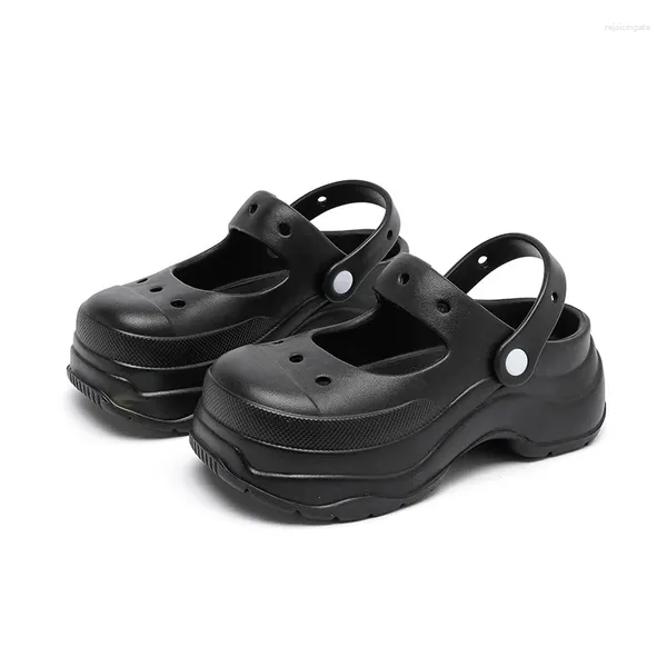 Zapatos de vestir plataforma de verano Mary Janes Clogs Sandals Mujeres 2024 Black Eva Garden Slippers Beach Mujer