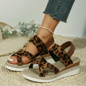 Kleding schoenen zomer rome wiggen sandalen luipaard print ontwerper dames platform buiten casual dikke zool antislip slippers