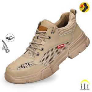 Chaussures habillées été acier orteil travail pour hommes léger mâle construction indestructible soudage étanche bottes anti-crevaison 230503