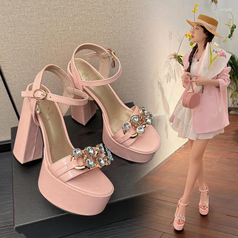 Klänningsskor Summerstil Super High Watertproof Fashion High-Heeled Women's Sandals Open Toe Party 14.5cm Storlek 34-43