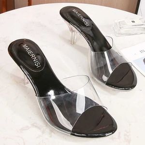 Robe chaussures été marche spectacle modèle talons hauts femmes sandales sexy transparent cristal fête dames mariage mariée argent grande taille 0n7w h240321