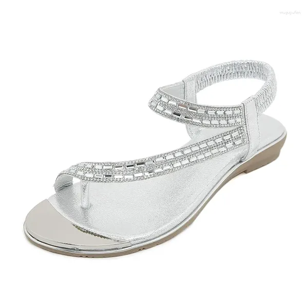Chaussures habillées Femmes Summer 0,5 cm Plateforme 2 cm Hauvils Sandales Lady Fashion Beach Feme Females Crystal Bling Crystal Light