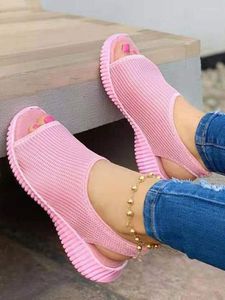 Dress Shoes Summer Women 2023 Mesh Fish Platform dames gesloten teen wig sandals dames licht casual zapatillas muje