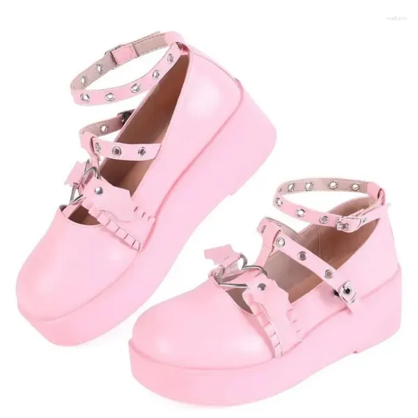 Chaussures habillées Summer Femme Plateforme coines Girls Sweet Mary Elegant Sandals Lolita Gothic Small Leather