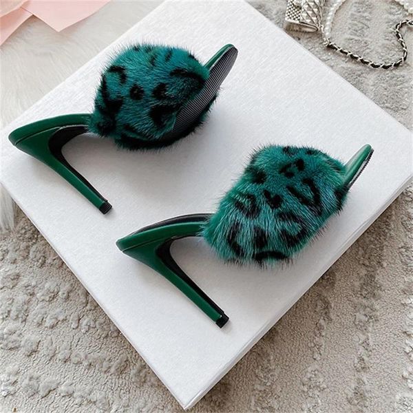 Zapatos de vestir de verano tacones de piel para mujeres sexy diseño de leopardo estampado