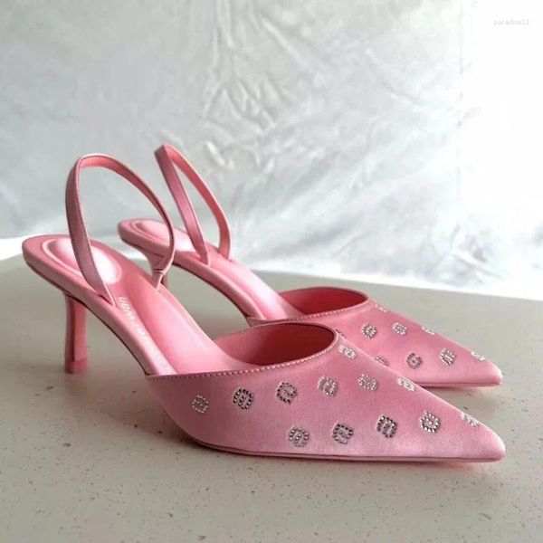 Zapatos de vestir Sandalias de verano Sandalias de mujer Punta puntiaguda Tacón de aguja Medio Impreso Puño sin cordones Moda
