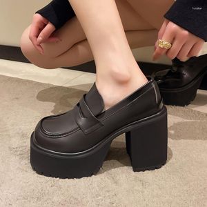 Jurk Schoenen Super Hoge Hakken Loafers Vrouwen 2023 Herfst Lakleer Chunky Platform Pompen Vrouw Slip Op Zwart Jk Uniform Mary Janes