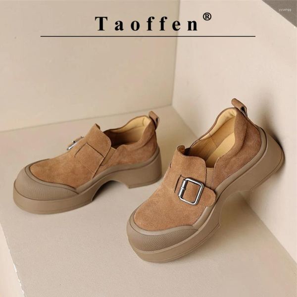 Chaussures habillées Taoffen Locs décontractés Femmes Vow Suede Square Talon Talan Metal Bouettez Bouetture