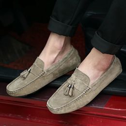 Jurk Schoenen Kwastje Loafers Mannen Leer Suède Mocassins Boot Slip Op Heren Rijden Man Loafer Zachte Mocassins Hombre 231218