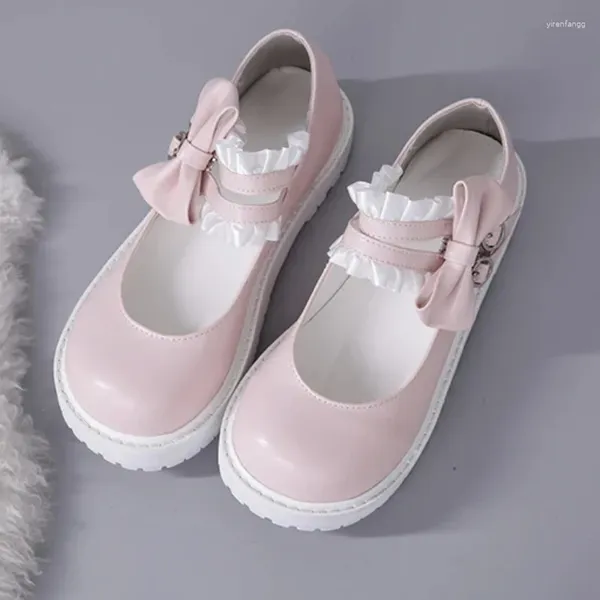 Zapatos de vestir fiesta de té mujeres dulce lolita loli cos kawaii niña tacón bajo cabeza redonda encaje bowknot cómodo