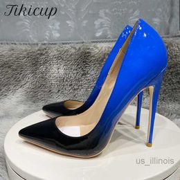 Dress Shoes Tikicup Gradient Colors Collection Women Pointy Toe High Heel Party Shoes Fashion Designer Comfortabele slip op Stiletto Pumps