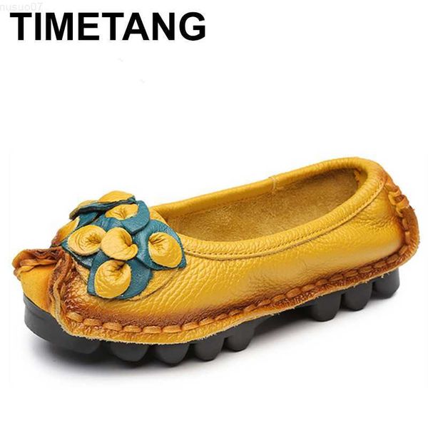 Chaussures habillées TIMETANG Vente Chaude Designer À La Main Femmes En Cuir Véritable Chaussures Femmes Appartements Chaussures 5 Couleurs Vintage Ballerines Chaussures Femme C327 L230721