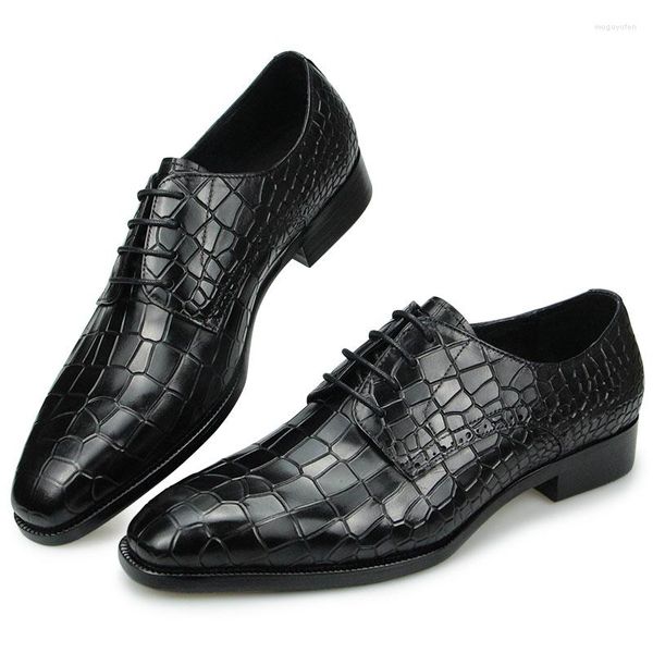 Chaussures habillées Men de haut niveau Généralités en cuir Alligator de mode pour hommes Impression de luxe Zapatos de Hombre