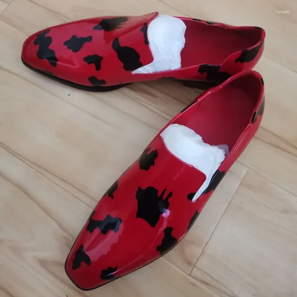 Zapatos de vestir Mocasines de charol rojo de primera calidad Brillantes Pisos para hombre Fiesta Boda Diseñador de lujo para hombres