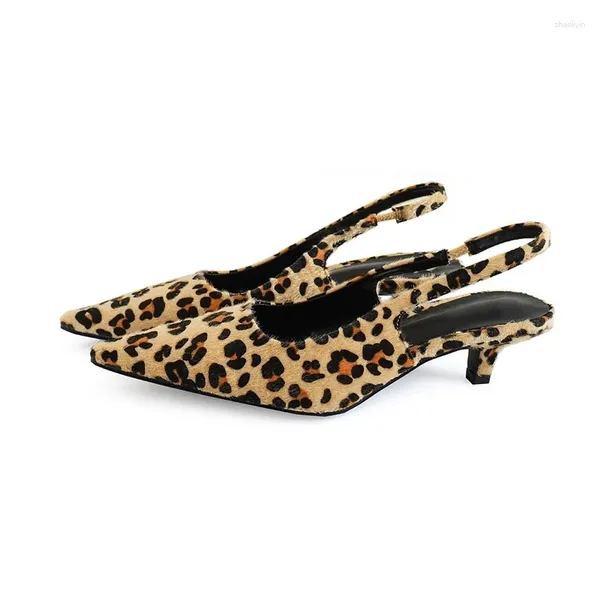 Robe chaussures traf femmes talons pointus sandales slingbacks élégant sexy léopard été doré stiletto pompes confortables 2023