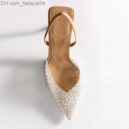 Chaussures habillées TRAF ZAZAZA tête pointue pour femmes sandales à talons hauts été 2023 chaussures pour femmes sexy mode perle décoration Slingback pompe pour femmes Z230710