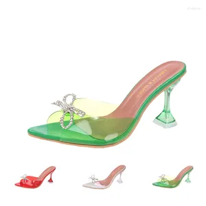 Chaussures habillées PVC Transparent Point Toe Stiletto Green Plastic Sandales Red Talons Sexy High Talage Élégant Femme Robes à talons Silènes 43