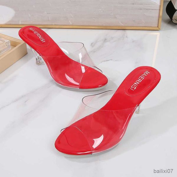 Robe chaussures sandales transparentes cristal talons hauts chaussures femme pompes plate-forme conception robe bureau dame pantoufles claires chaussures pour femmes 2023 R230901