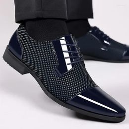 Chaussures habillées Tendance Classique Hommes Pour Oxfords PULeather LaceUp Formel En Cuir Noir Chaussure De Fête De Mariage Mâle Social