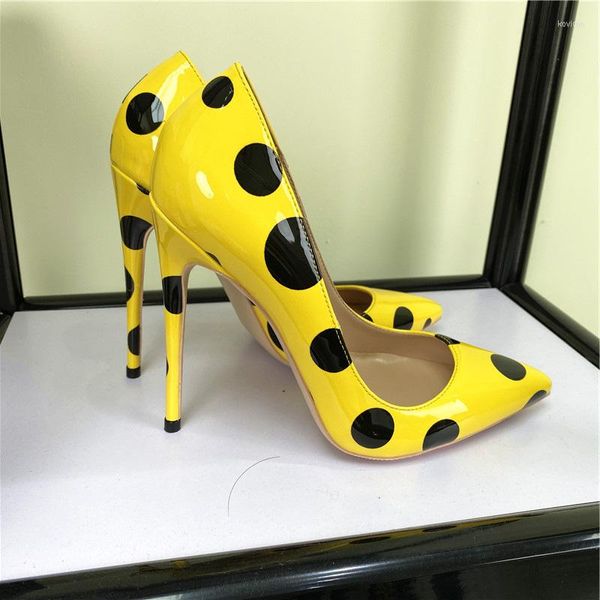 Abendschuhe UVRCOS Polka Dot High Heels 12CM Spitzschuh Stiletto Pumps Damen Farblich Passendes Weiches Leder