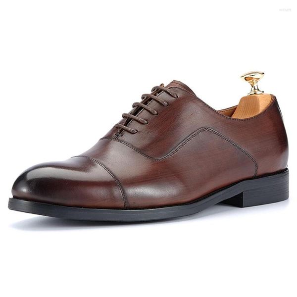 Chaussures habillées Vintage Style italien hommes en cuir véritable Oxford classique respirant Gentleman couche supérieure en peau de vache affaires