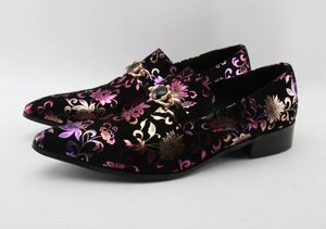 Chaussures habillées Vintage Jacquard Pantoufles Hommes Mocassins Noir Hommes Appartements De Mariage En Cuir Fumer Slip Sur Mocassins 2023