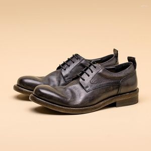 Geklede Schoenen Vintage Zacht Leer Heren 2023 Luxe Handgemaakte Volnerf Designer Groene Bruiloft Oxfords Man