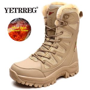 Kleding Schoenen Warme Pluche Snowboots Lace Up Hoge Top Heren Waterdicht Winter Outdoor Antislip Leger Werk Woestijn 230912