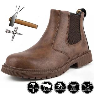 Chaussures habillées Bottes de sécurité de travail imperméables hommes bottes en cuir chaussures de travail masculines indestructibles bottes d'hiver pour hommes chaussures de sécurité hommes chaussure à bout en acier 231016