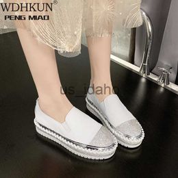 Jurk Schoenen WDHKUN Shining Crystal Plus Size 36-43 Loafers Vrouwen Lente Zomer 2020 Slip op Platform Witte Sneakers Schoenen Vrouw Casual Flats J230808