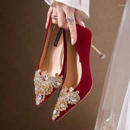 Robe chaussures mariage mariée rouge talons hauts été femmes 2024 style pas fatigué pieds toast
