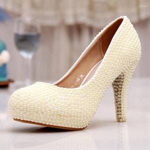 Chaussures habillées mariage ivoire mariée femme printemps été fête bal talons hauts 3 pouces talon plate-forme formelle