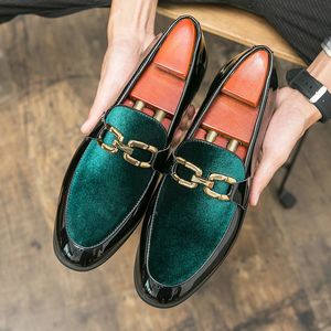 Chaussures habillées chaussures de mariage pour hommes mocassins vert noir Slip-On bout rond hommes chaussures habillées taille d'affaires 38-46 231017