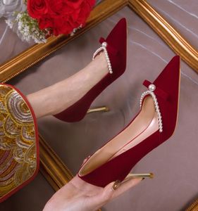 Dress Shoes Wedding Two Wear Bridal Wedding Pointy Red Red