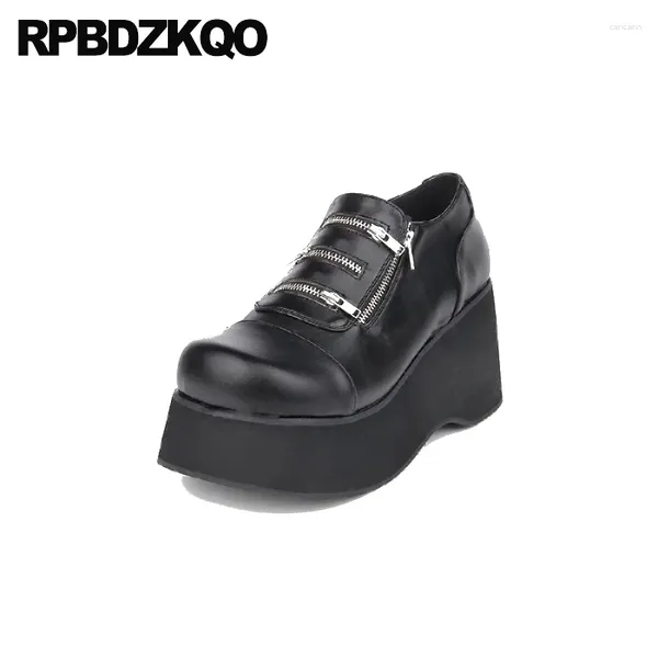 Chaussures habillées coins zipper punk 13 plate-forme gothique coutume 46 pompes 33 sole goth goth grande taille rond toe femme 47 talons métalliques petits