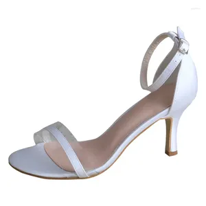 Chaussures habillées Wedopus Sandales à talons moyens pour femmes Blanc Mariage d'été 8CM