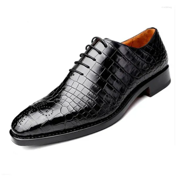 Zapatos de vestir Weitasi Cocodrilo Tailandia Manual Hombres Cabeza redonda personalizada Boda masculina de alto grado Fromal